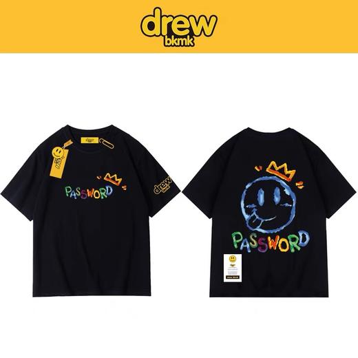 「黑白两色！男女同款」DREW笑脸T恤短袖比伯同款house笑脸黑色国潮DREW男上衣 商品图2