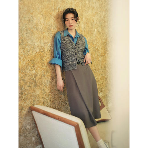 Even Vintage | 百搭高JI感 原创设计A字斜门襟显瘦高腰半身裙女 商品图2