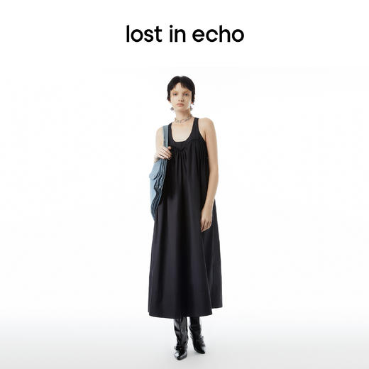 [断码]lostinecho设计师品牌显瘦褶皱宽松夏日度假背带衬衫连衣小白裙女 商品图3