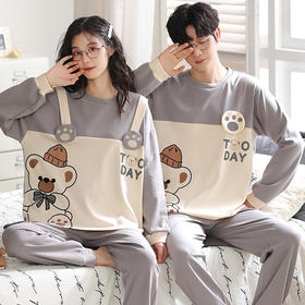 【100%棉】情侣睡衣春秋季纯棉卡通休闲长袖家居服男女套装可外穿