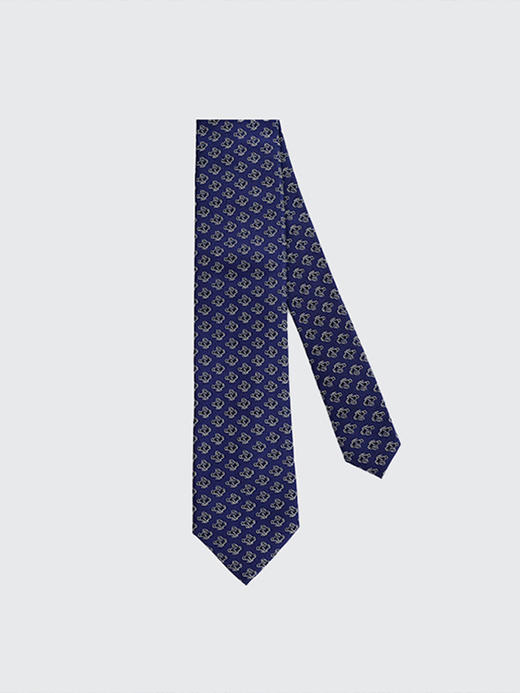 callisto兔年限量款深蓝色全桑蚕丝领带 SSCTE021C 商品图0