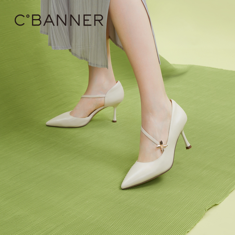 【静音系列】千百度女鞋夏季时装半凉法式单鞋高跟凉鞋 A23257721