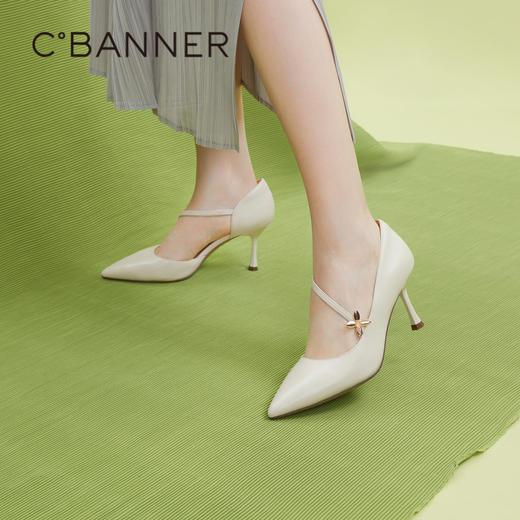 【静音系列】千百度女鞋夏季时装半凉法式单鞋高跟凉鞋 A23257721 商品图0