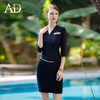 高端美容院工作服女职业装连衣裙假两件设计感藏青色西服裙工装 商品缩略图3