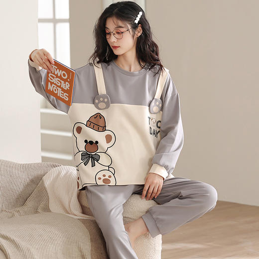 【100%棉】情侣睡衣春秋季纯棉卡通休闲长袖家居服男女套装可外穿 商品图5