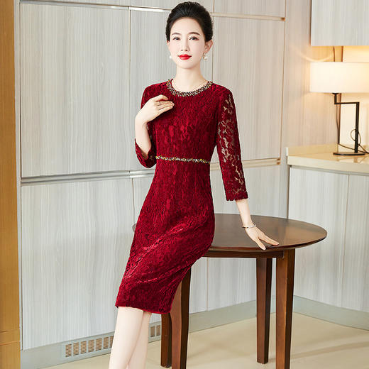 喜婆婆婚宴装，新款春季蕾丝改良版旗袍妈妈装婚礼高贵洋气礼服LC-2329 商品图3