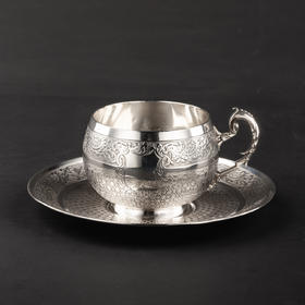 【已售】独角鹿西洋古董银器19世纪末20世纪初法国出品纯银咖啡杯碟茶杯碟套装