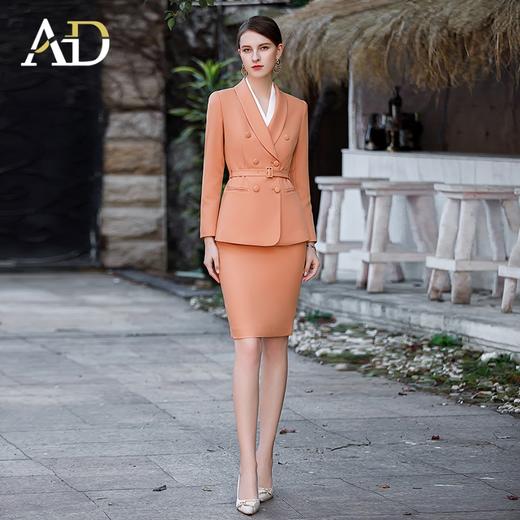 洋气橙色西装套装女士高端主持人正装套裙时尚两件套职业装收腰 商品图2