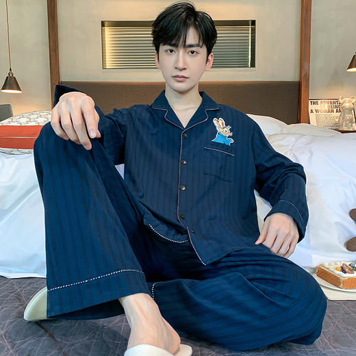 男士睡衣男2023年新款春秋季纯棉长袖青少年潮流四季冬款家居服男 商品图14