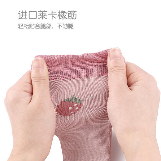 【质感天然 软糯亲肤】婴儿袜子春夏2023精梳棉草莓中筒袜无骨新生儿宝宝袜子 商品图3