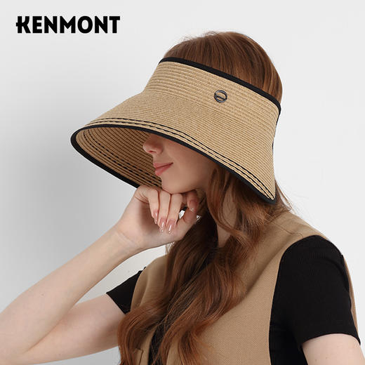 卡蒙亲子款防紫外线大檐遮脸护颈空顶太阳帽女扎马尾沙滩折叠遮阳防晒帽KM-6058 商品图9