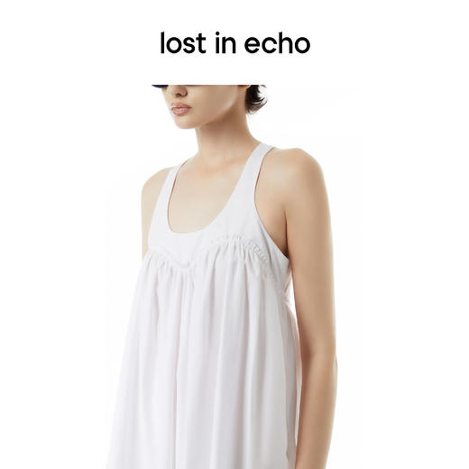 [断码]lostinecho设计师品牌显瘦褶皱宽松夏日度假背带衬衫连衣小白裙女 商品图2