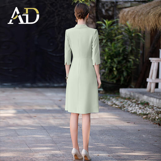 送腰带！春夏浅绿色连衣裙女气质时尚青果领西服裙子OL通勤淑女风职业装 商品图3