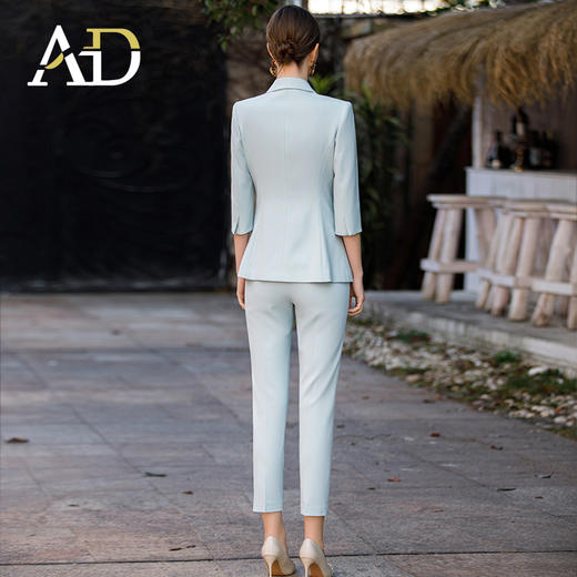 春季浅绿色播音艺考服装女主持人正装套装职业装气质女神范西服 商品图3