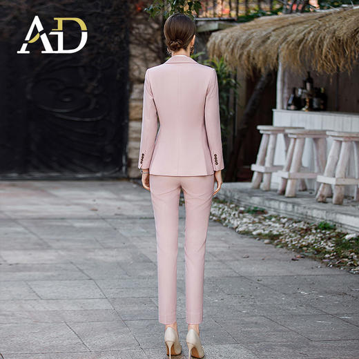 洋气粉色西装套装女大学生面试西服正装播音艺考主持人正装套裤 商品图3
