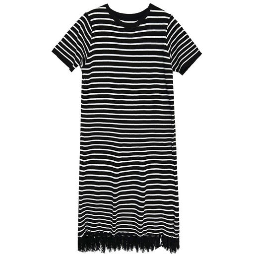 基础款丨超柔棉质 短袖针织条纹连衣裙 商品图5