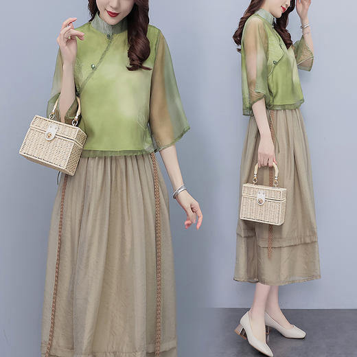 小洋装新中式俩件套套装茶服改良HR-ZMFS23203-1 商品图2