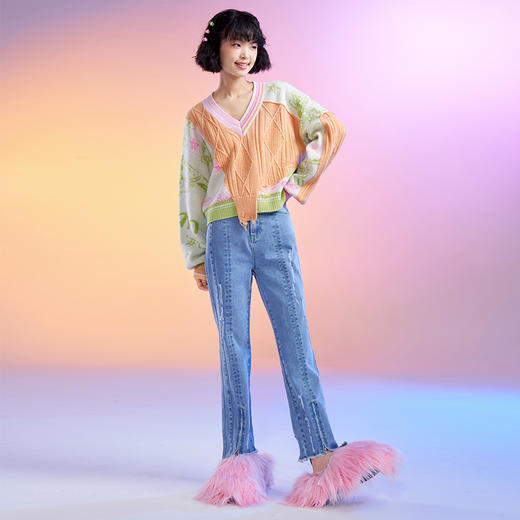 直筒牛仔长裤 商品图2