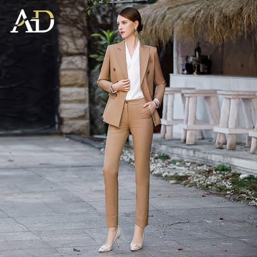 双排扣西装正装套装高端卡其色美业工作服 商品图1