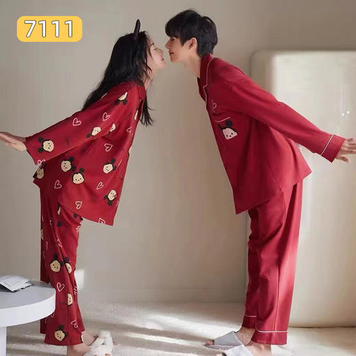 蜡笔小新新款睡衣女春秋棉质长袖男女情侣家居服薄套装 商品图8