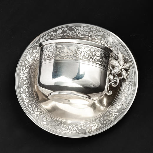 独角鹿西洋古董19世纪末20世纪初法国出品路易十六风格纯银咖啡杯碟茶杯碟套装 商品图1