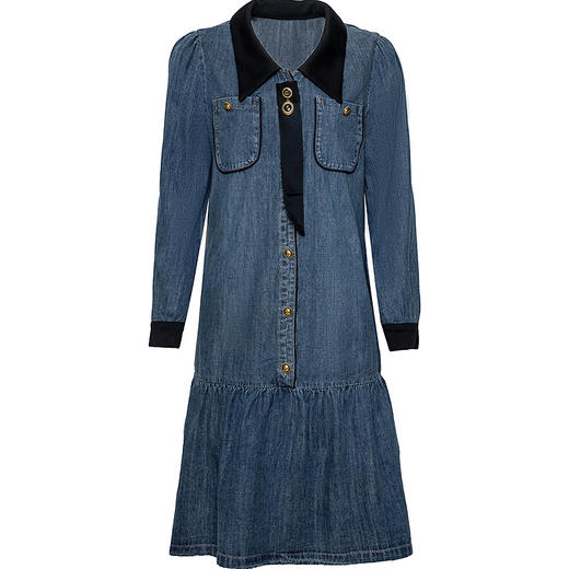 宽松休闲，蓝色牛仔裙时尚拼结鱼尾A字裙QYM-KED-83020-Y 商品图4