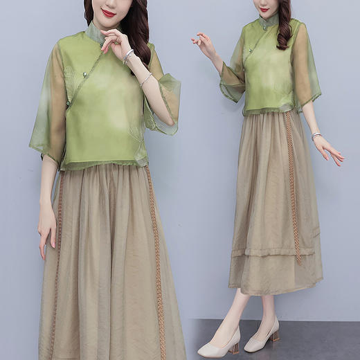 小洋装新中式俩件套套装茶服改良HR-ZMFS23203-1 商品图3