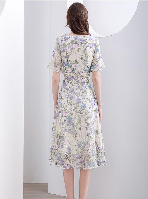 未风雪纺碎花连衣裙女夏2023年夏季新款v领气质收腰显瘦女装裙子 商品图1