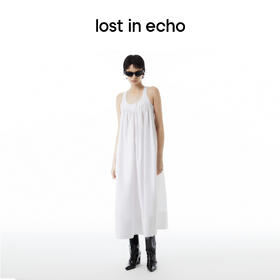 [断码]lostinecho设计师品牌显瘦褶皱宽松夏日度假背带衬衫连衣小白裙女