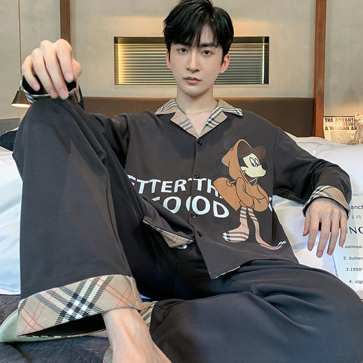 男士睡衣男2023年新款春秋季纯棉长袖青少年潮流四季冬款家居服男 商品图10