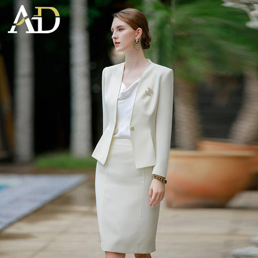 职业装气质女神范套装无领西装外套女高端职业正装经理工作服春 商品图2