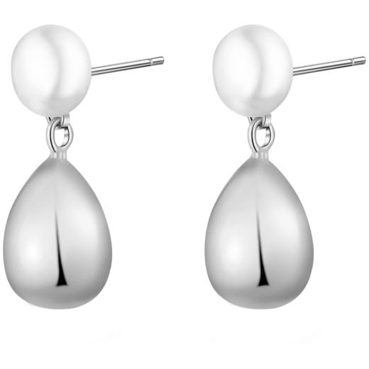 ZEGL淡水珍珠水滴高级感耳环女小众设计感耳钉925银针金属耳饰 商品图7