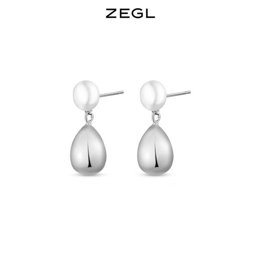 ZEGL淡水珍珠水滴高级感耳环女小众设计感耳钉925银针金属耳饰 商品图0