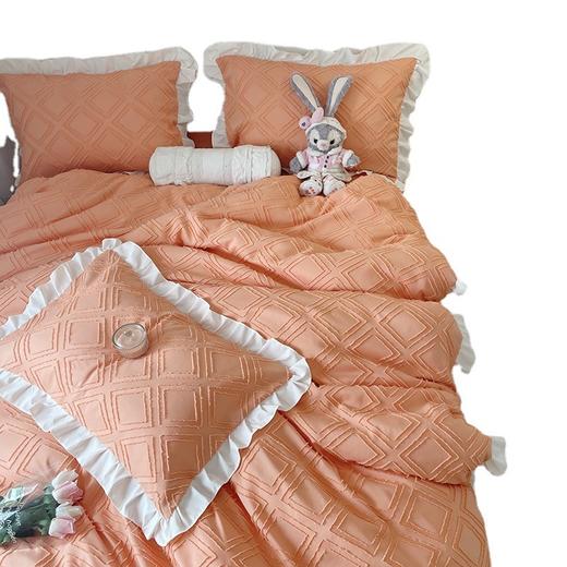 新款高端纯色磨毛春夏立体剪花公主风床单床裙四件套柔软细腻丝滑 商品图4