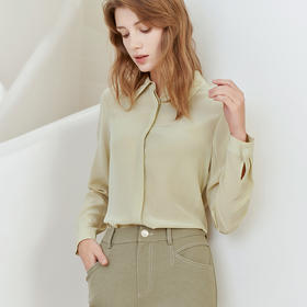 【100%桑蚕丝衬衫】23年春夏新品女士真丝上衣时尚纯色通勤上衣