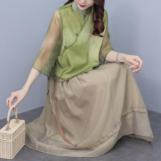 小洋装新中式俩件套套装茶服改良HR-ZMFS23203-1 商品图8