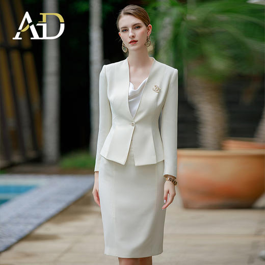 职业装气质女神范套装无领西装外套女高端职业正装经理工作服春 商品图0