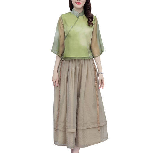 小洋装新中式俩件套套装茶服改良HR-ZMFS23203-1 商品图9