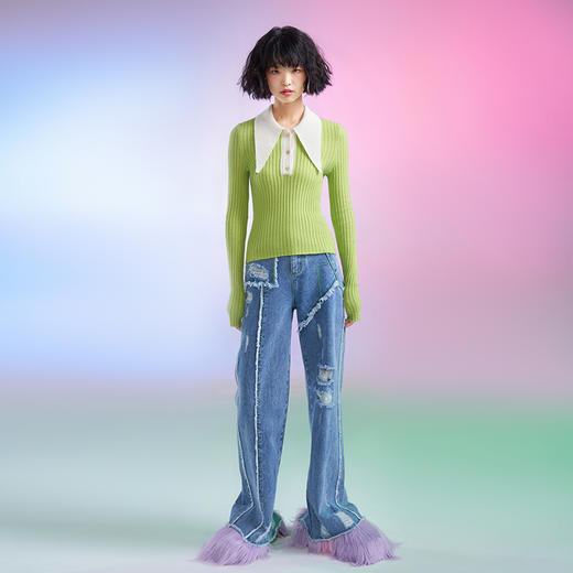 直筒牛仔长裤 商品图0