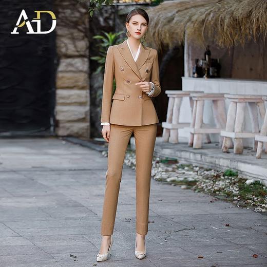 双排扣西装正装套装高端卡其色美业工作服 商品图0