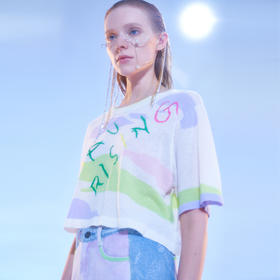 手绣字母针织短袖