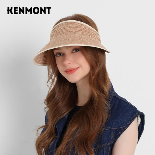 卡蒙网红空顶鸭舌草帽女夏天防紫外线海边遮阳凉帽可折叠防晒帽KM-6057 商品图3