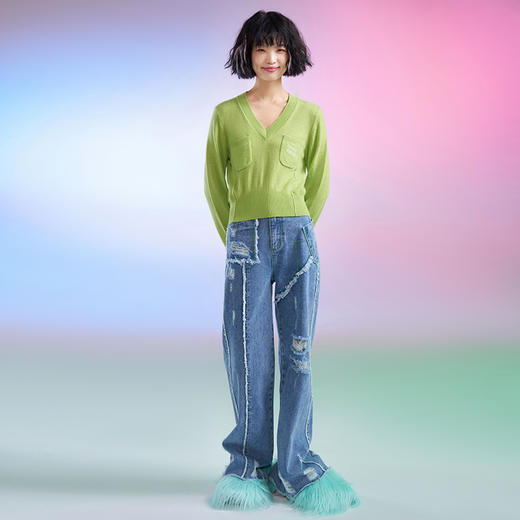 直筒牛仔长裤 商品图1