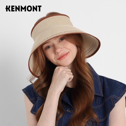 卡蒙亲子款防紫外线大檐遮脸护颈空顶太阳帽女扎马尾沙滩折叠遮阳防晒帽KM-6058 商品图6