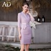 送腰带！假两件连衣裙女气质紫色西服裙春夏高端工作服前台礼仪接待服装 商品缩略图1