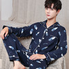 睡衣男秋冬季男士100%纯棉长袖春秋开衫5XL大码宽松家居服套装爸 商品缩略图14