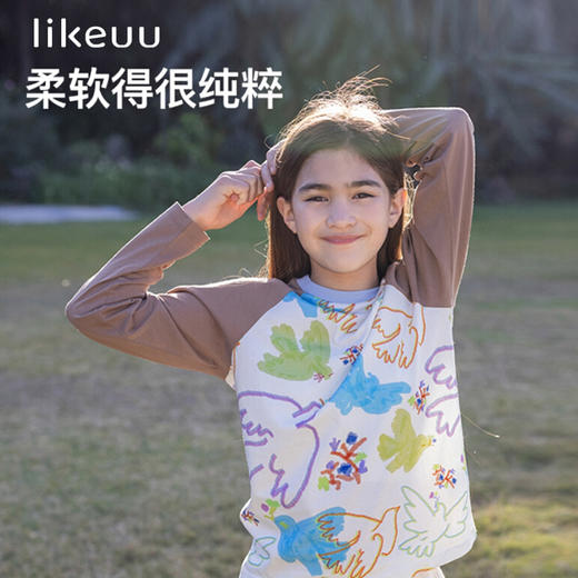 likeuu 鸽子满印插肩袖T恤 男女儿童打底衫 商品图1