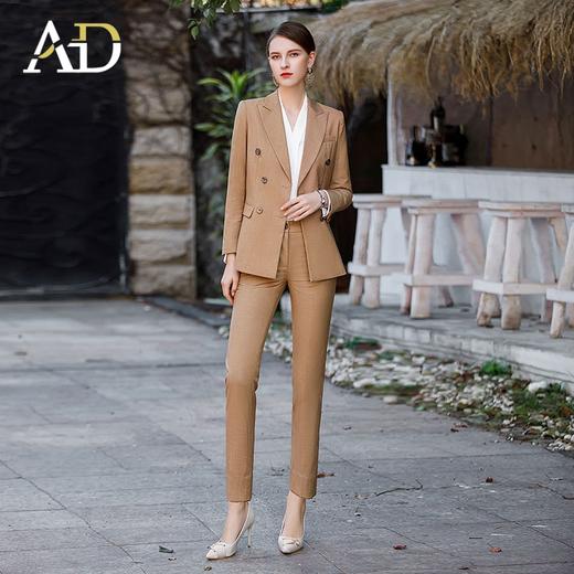双排扣西装正装套装高端卡其色美业工作服 商品图2