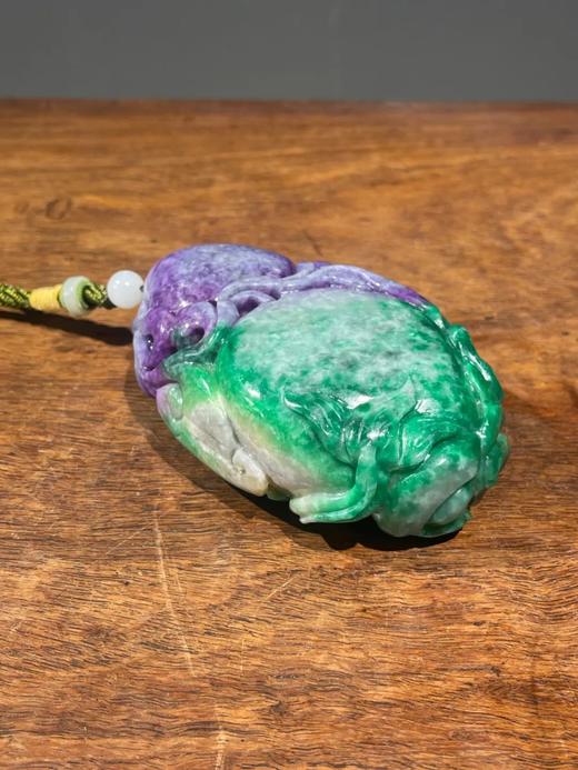 双色翡翠雕龙纹寿桃把玩件，顺丰包邮 商品图8
