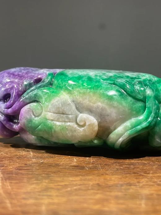 双色翡翠雕龙纹寿桃把玩件，顺丰包邮 商品图7